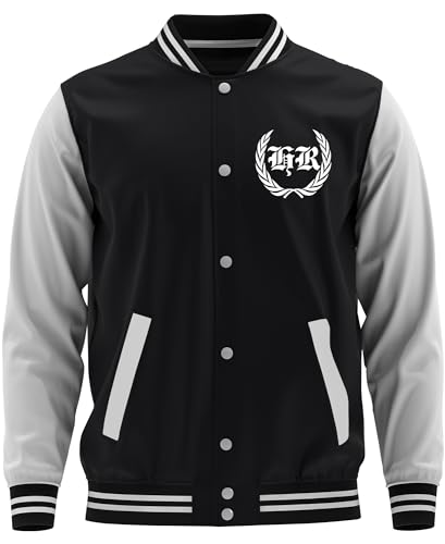 UGLYSHIRT Mein Leben Rostock Herren College Jacke | Skyline Hoodie Stadt Rostock Jacke Utra Sport Fussball | Schwarz FB (3XL)
