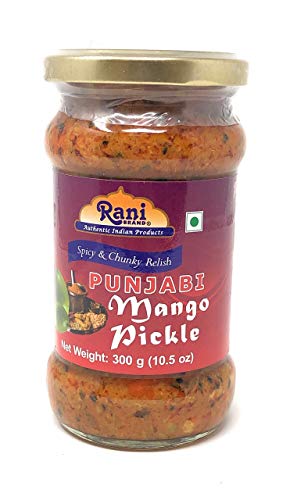 Rani Pepinillo de Mango Punjabi Caliente (Achar, Salsa India Picante) 10.5oz (300g) Jarra de Vidrio ~ Vegano | Sin Gluten | NO OMG | Sin Colores | Condimento Popular Indio, Origen Indio