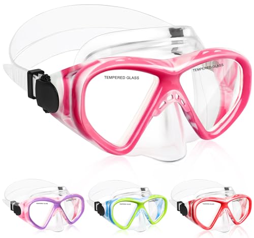Image of Kids Swim Goggles Snorkel Diving Mask for Boys Girls Ages 5-15, Anti-Fog Swimming Goggles with Nose Cover