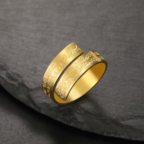 Dreamtimes Islamic Ayatul Kursi Rings for Women Muslim Quran Allah Openable Rings Allah Ring Ayatul Kursi Arabic Calligraphy Rings for Men Islam Eid Ramadan Gifts2