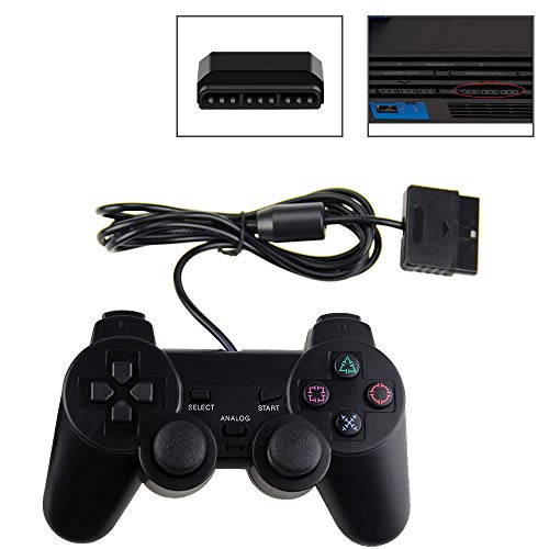PS2 Wired Controller, Double Shock Dual Vibration Twin Shock Gamepad for Sony Playstation 2, Black - Thumbnail 4