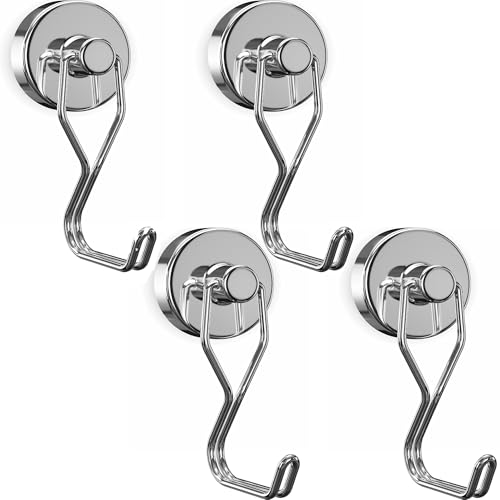 Tohoer Magnetic Hooks, 100LBS Neodymium Magnets Hook Heavy Duty with Rust Proof for Fridge, Refrigerator, Oven, Grill, BBQ, Key, Tools Holder, Kitchen, Outdoor, Hanging Wreaths, Utensil Hangers