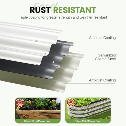 G GOOD GAIN Raised Garden Beds Galvanized, Metal Planter Boxes Kit, White by G GOOD GAIN - Used condition - Image 4