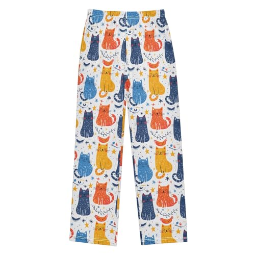 Spots Cats Pajamas Bottoms with Pockets Comfy Pjs Sleepwear Elastic Waistband Pajamas Pants Lounge Pants for 6-14 Years