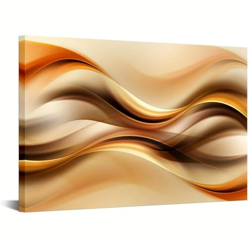 Peinture sur toile salon vagues dorées tableau moderne de 90x145cm