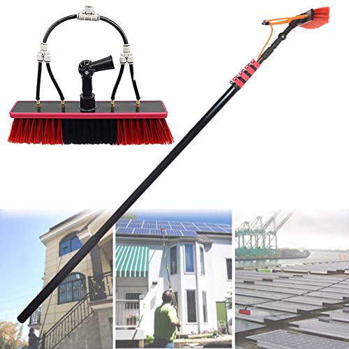 OLSKFUH Telescopic Window Cleaning Brush Kit - Water Fed Extendable Glass Cleaner For Conservatory Roofs Solar Panels & Photovoltaic Systems - Adjustable Pole For Easy Reach,Black-12FT/3.6M