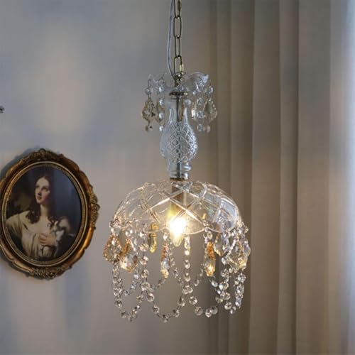 Petit lustre suspendu en verre pour chevet et entrée de maison