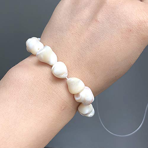 Image of HAAMIIQII 8x12mm Natural Freeform White Mother of Pearl Shell Beads Loose Gemstone Beads for Jewelry Making Strand 15 Inch (31-33pcs)