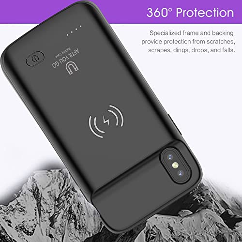Iphone X Xs 10 Battery Case(5.8 Inches) Qi Wireless Charging Compatible, 7000Mah Slim Extended Rechargeable External Charger Case Compatible Iphone X Xs 10 (Xdl-633M)-Black #TOP5