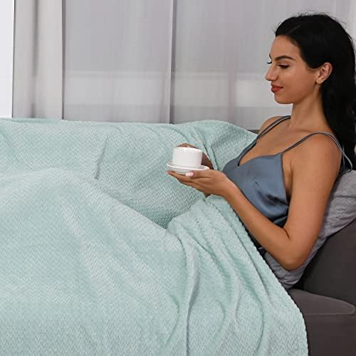 NEWCOSPLAY Flannel Fleece Throw Blanket Lightweight Soft All Season Use (888-mint, Throw(50"x60"))