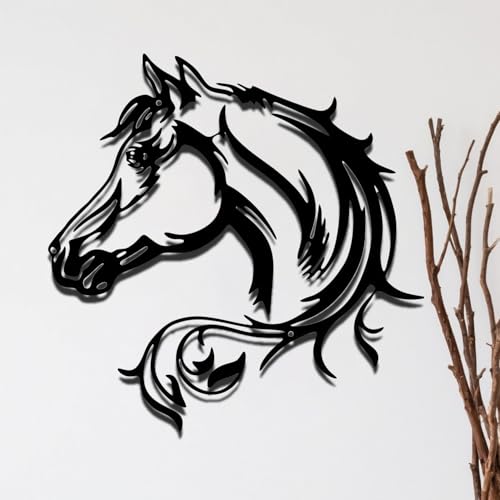 Decoration Murale Metal Cheval Noir Tableaux Decoratifs Muraux Décoration Maison Deco pour Salon Salle de Bain Chambre Décorations Murales Mural Decorative...