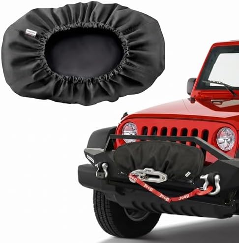 COVERTIFY Winch Cover, 600D Heavy Duty Winch Cover 12000lb, Waterproof Dustproof Sunproof Tear-resistant Cover 8000 - 17500lbs for Badlands Outdoor All-Weather Protection , 21.5” x 9.5” x 7.5”