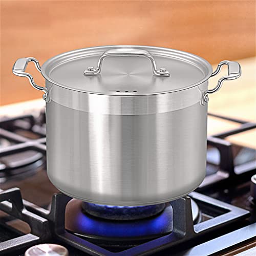 Nutrichef 8-Quart Stainless Steel Stockpot - 18/8 Food Grade Heavy Duty Large Stock Pot For Stew, Simmering, Soup, Includes Lid, Dishwasher Safe, Works W/Induction, Ceramic & Halogen Cooktops #TOP7