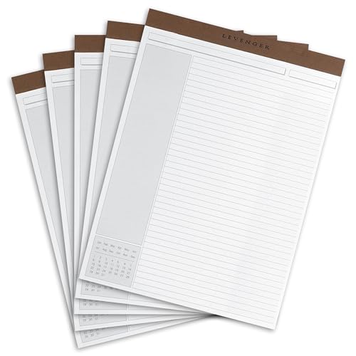 Levenger Freeleaf Shaded Annotation Ruled Writing Pads Lined Notepad, Compatible with Cornell Note-Taking System, Pack of 5, White, Letter