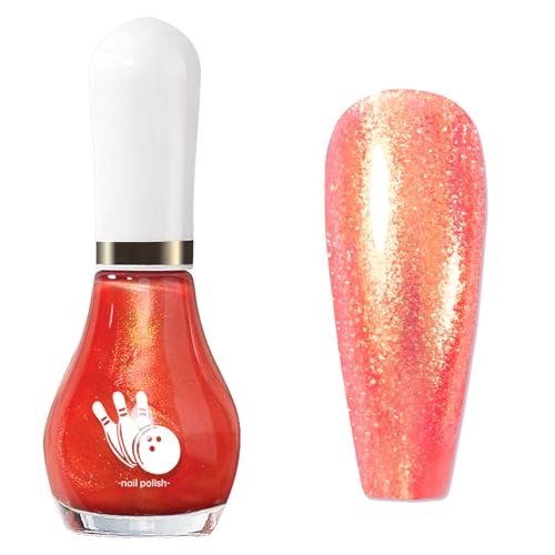 Coral Orange Nail Polish - Coral Glitter Nail Varnish Quick Dry - Holographic Pearl nail polish - Shimmer Nail Polish Long Lasting - 60 Seconds nail Varnish No Bake No Chip Breathable for Women
