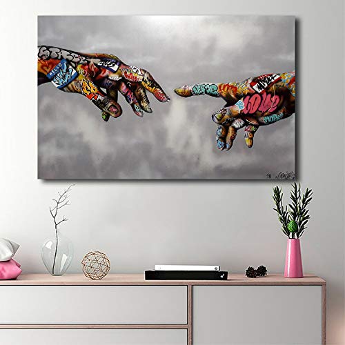 Impression sur toile art abstrait graffiti 80x120cm pour habiller un grand mur vide de salon