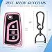 Mild East Car Key Cover for Toyota, Soft TPU Key Fob Cover Compatible with Rav4 Camry Fortuner Tundra Corolla C-HR Highlander, fit for 3 Buttons Foldable Car Key (Black-Pink)