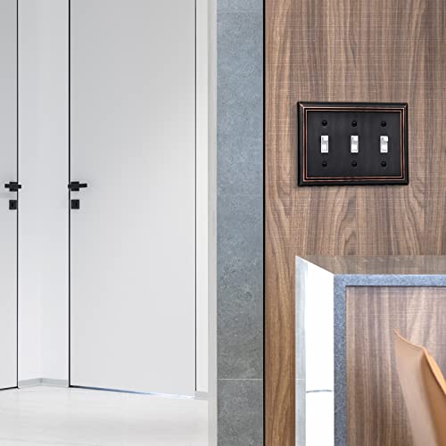 Dewenwils Triple Toggle Wallplates, Aged Bronze Light Switch Covers, Heavy Duty Matel Material, Pack Of 2 #TOP4