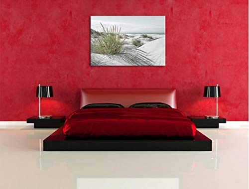Pixxprint Paysage de dunes herbacées sur la mer B&W Detail, dimensions : 100 x 70 cm, tableau sur toile, prêt à être tendu, tableau mural, décoration, impression artistique, pas d'affiche – vue 5