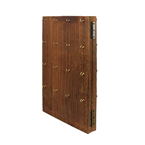 Mooca Wooden Foldable Panel Jewelry Display Stand, With 32 Hooks For Store, Earring Card & Keychain Display, Brown Color, Unfolded Size: 18.3" W X 0.6" D X 16" H #TOP2