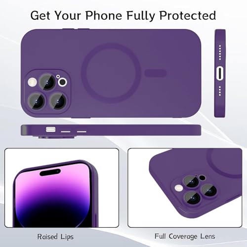 Image of DIZORO Magnetic Case for iPhone 13 Pro Max Cover [Compatible with MagSafe][Built-in Camera Lens Protector] Slim Soft Silicone Bumper Shockproof Metallic Luster Back Cover Phone Cases (Deep)