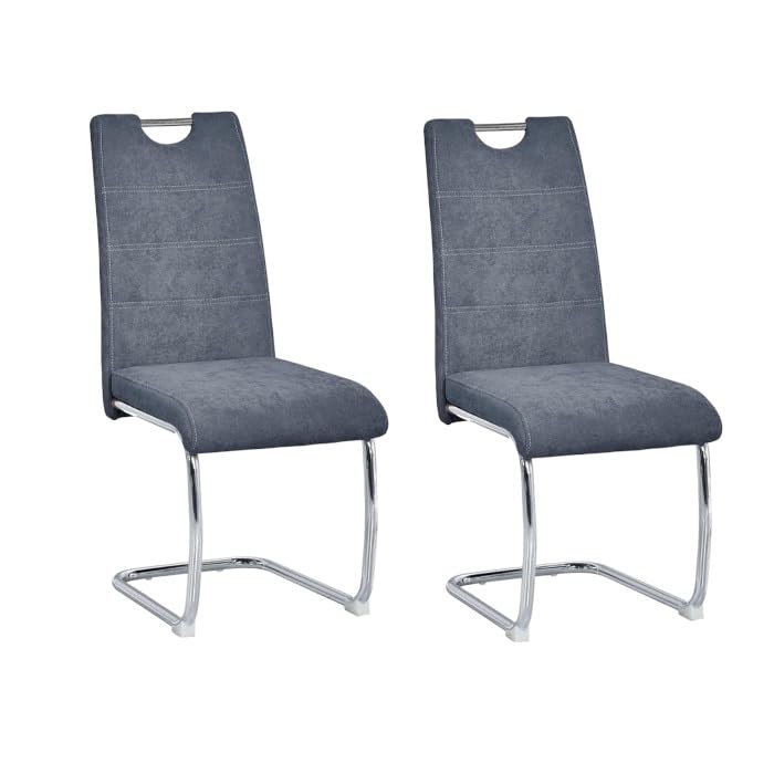 SHIITO - 2 Sillas de Comedor de Estilo Moderno - Modelo Marc - Pack Elegante - con Asiento Ergonómico y Patas Metálicas - Tela Gris