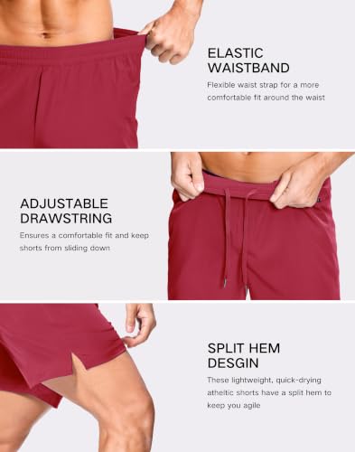Image of GGJ Men's Lightweight Athletic Shorts with 2 Zipper Pockets 7 inch /9 inch /5 inch Gym Workout Running Quick Dry Tennis Shorts for Men