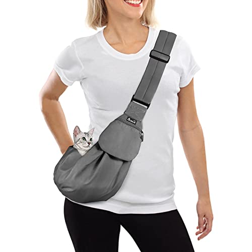 SlowTon Borsa da Viaggio per Cani Trasportino da Passeggio, Marsupio per Animali Domestici con Tracolla Imbottita Regolabile con Tasca Frontale per Il Trasporto di Cuccioli da Viaggio All'aperto