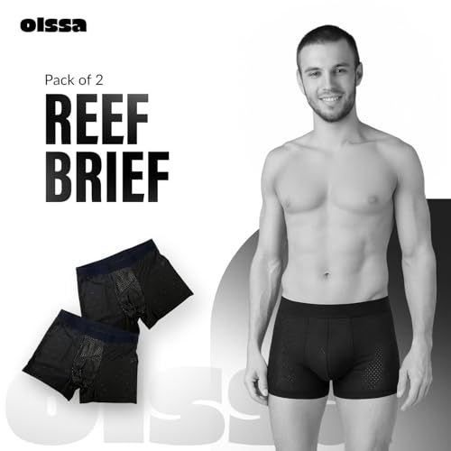 Reef Brief Pack of 2 | Men's Brief Underwear with Quick-Dry Mesh, Lightweight & Breathable Briefs for Fitness, Swim4