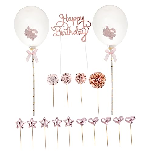 OUNONA 17 Piezas Adornos para Tartas de Cumpleaños de Decoración Creativa para Fiestas de Cumpleaños Accesorios Prácticos para Tartas para Niñas