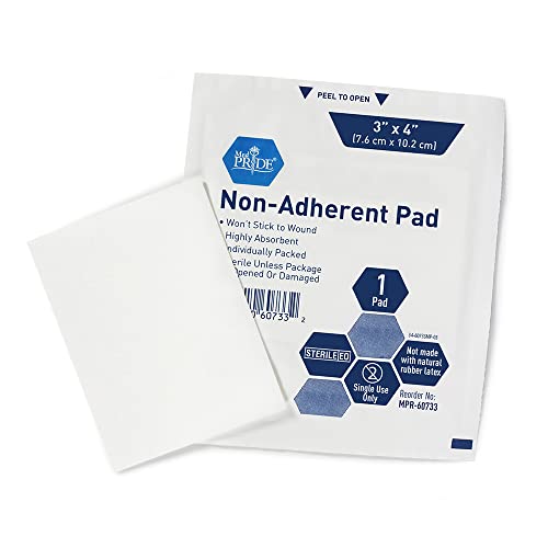 Med Pride 60733 Sterile Non-Adherent Pads| 100-Pack, 3"X 4"| Non-Adhesive Wound Dressing thumb #2
