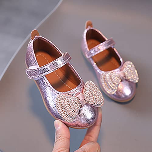 Winter Shoes for Girls Girls Casual Shoes Solid Color Bow Pearl Hook Loop Flat Lightweight3