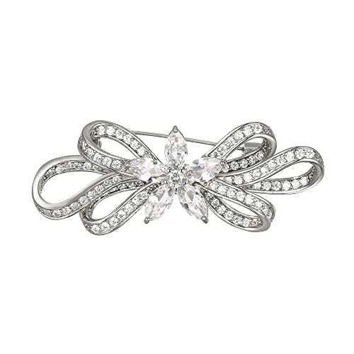 Image of BriLove Wedding Bridal Brooch Pin for Women Fashion CZ Marquise Crystals Rhinestones Flower Brooches