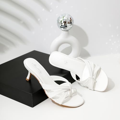 Image of Mostrin Kitten Heels for Women Pointed Toe Vintage Mules Heels Sexy Slip on Stiletto Backless Sandals for Party Wedding Daily