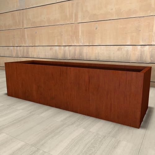 Lewis Bamboo Modern Corten Steel Rectangle Planter Box thumb #6