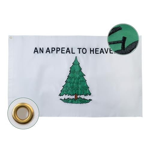 Bradford Embroidered An Appeal to Heaven Flag 3x5 Feet Outdoor Double Sided Pine Tree Liberty American Liberty Tree With 2 Brass Grommets