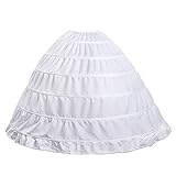 Full 6 Hoop Floor-Length Bridal Petticoat Women Crinoline Underskirt Slip Wedding Petticoat White