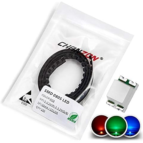 100 piezas CHANZON SMD 0805 RGB LED Diodo Luces Cover