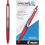 Pilot Precise V7 RT Retractable Rolling Ball Pens, Fine Point (.7mm) Red Ink, Dozen Box (26069), Premium Comfort Grip, Patented Precision Point Technology for Smooth Lines