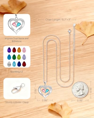 Jewelry To My Wife Necklace from Husband,Custom Birthstone Heart Necklace for Women,Romantic Christmas Birthday Valentine Gift - Image 4