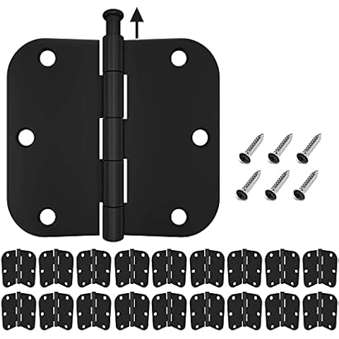 HOSOM 18-Pack Door Hinges Matte Black 3.5, Hinges for Interior Doors with 5/8 Radius Corners Cover