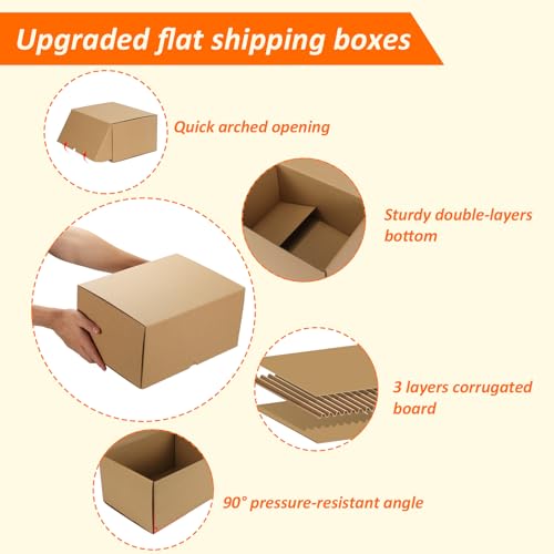 Image of HORLIMER 12x9x6 inches Shipping Boxes Set of 15, Brown Corrugated Cardboard Box for Mailing, Packaging, Small Business