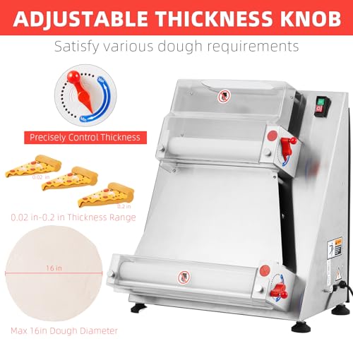 Garveehome 01 Commercial Pizza Dough Roller Sheeter,Max 16 Inch Automatic 370W Electric Pizza Dough Roller thumb #1