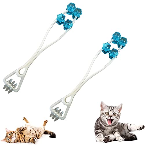 luou 2 Piezas Herramienta de Masaje para Gatos,Masajeador Rodillo en Forma Y Masajeador de Aseo de Gatos,Alivio de piernas Cara Delgada para Perros y Gatos(Azul) Cover