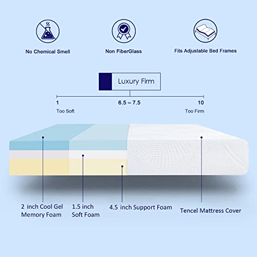 8-Inch-King-Mattress-Cooling-Gel-Memory-Foam-Mattress-for-Cool-Sleep-Comfort-Foam-Mattress-in-a-Box-for-Pressure-Relief-No-Fiberglass-Mattress-120-Night-Free-Trial-20-Year-Warranty 8 Inch King Mattress Cooling Gel Memory Foam Mattress for Cool Sleep Comfort Foam Mattress in a Box for Pressure Relief No Fiberglass Mattress 120 Night Free Trial 20 Year Warranty