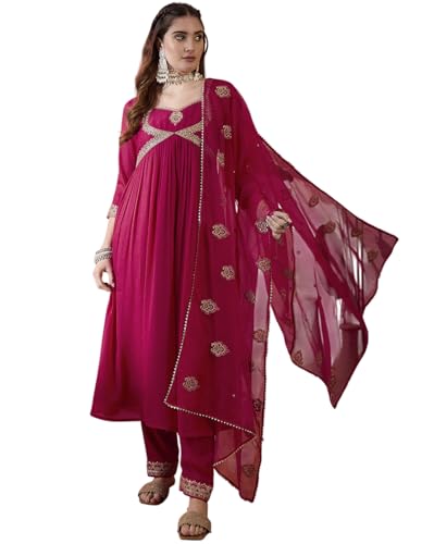 SheWill Kurta Set for Women Star Georgette Zari Sequence Embroide...