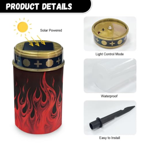 Image of Halloween Cemetery Solar Lights Flameless Candles 2 Pack | Outdoor Waterproof LED Flameless Candle, Grave Lights Solar Powered Landscape Light for Grave Memorial Gift, Cemetery Decor