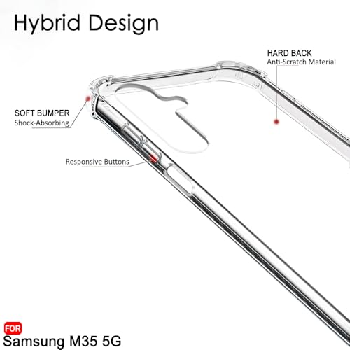 Image of TheGiftKart Crystal Clear Back Cover Case for Samsung Galaxy M35 5G | 360 Degree Protection | Shock Proof Design | Transparent Back Cover Case for Samsung Galaxy M35 5G (PC & TPU, Transparent Bumper)