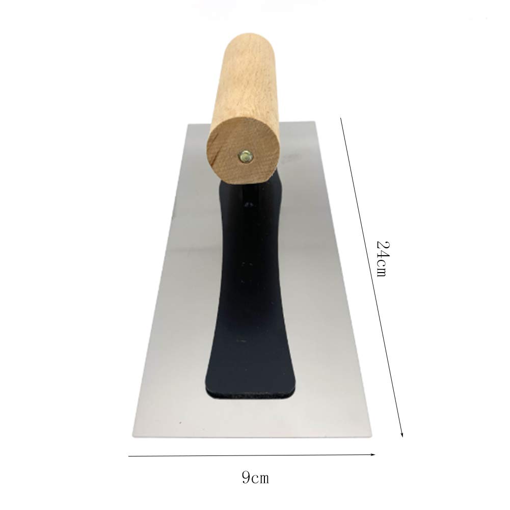Juego de 2 espátulas profesionales de acero inoxidable con mango de haya para albañilería y construcción de hormigón, herramientas manuales de agarre cómodo