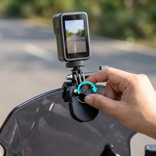 Image of ZORBES Motorcycle Windshield Clip Camera Mount, Aluminum Quick Release Motorbike Windscreen Clamp for DJI Osmo Action 6 /Osmo Nano /Osmo 360 /Action 5 4, Hero 13 12 11 10 9 8, for Insta360 X5 X4